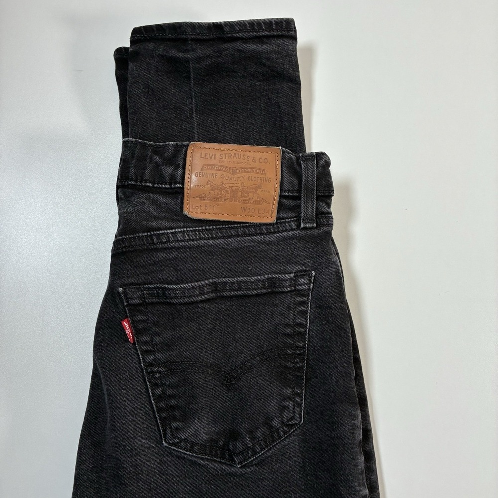 Levi's Premium 511 Jeans 29x32 Black Stretch Denim Cowboy USA (Tag 30x34)